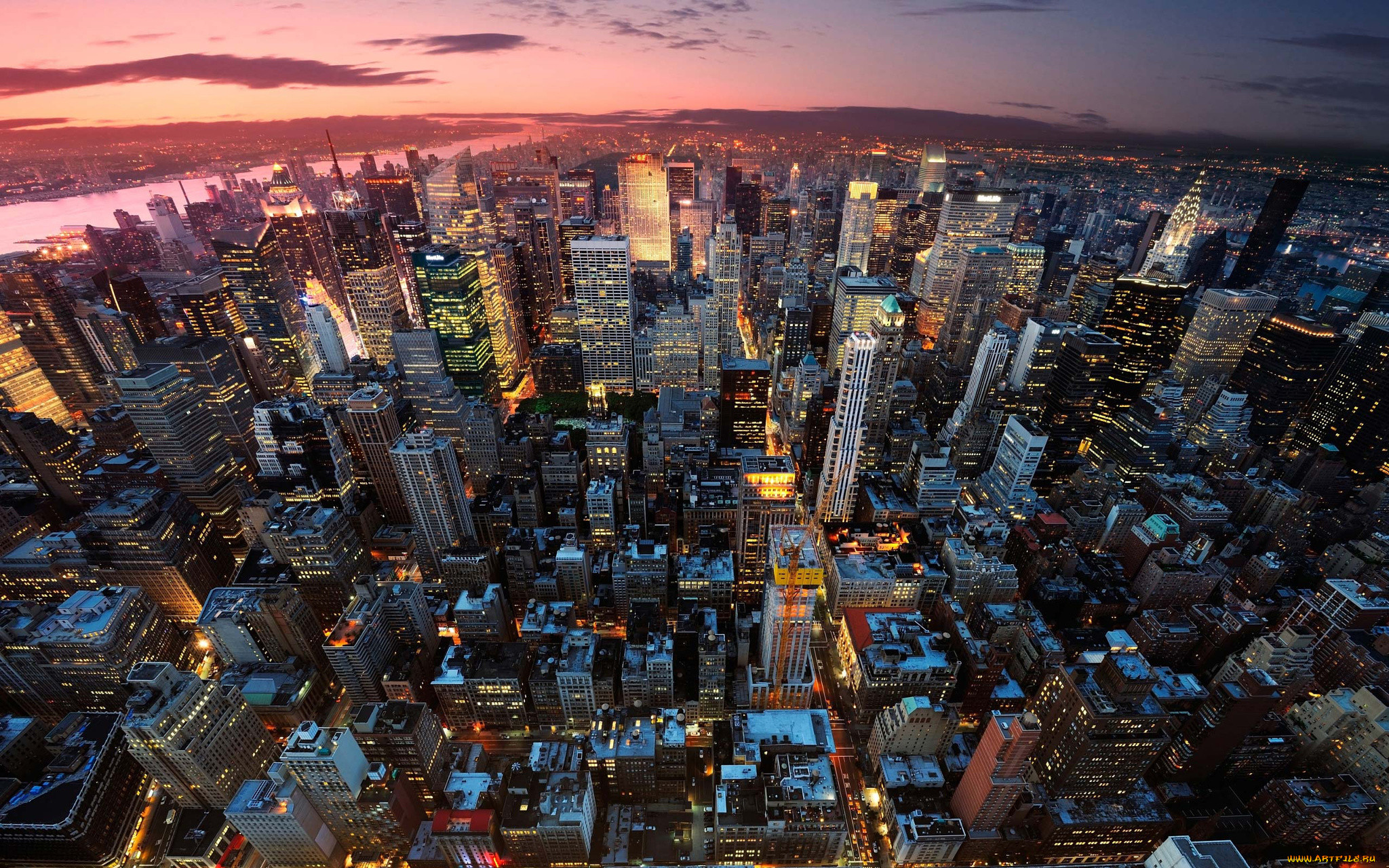, - , , new-york, city, empire, state, river, manhattan, sunset, building